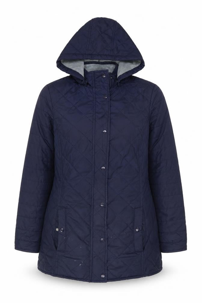 Womens UK Size 12 Cotton Traders Blue Quilted Coat