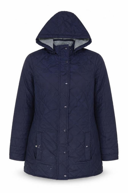 Womens UK Size 12 Cotton Traders Blue Quilted Coat
