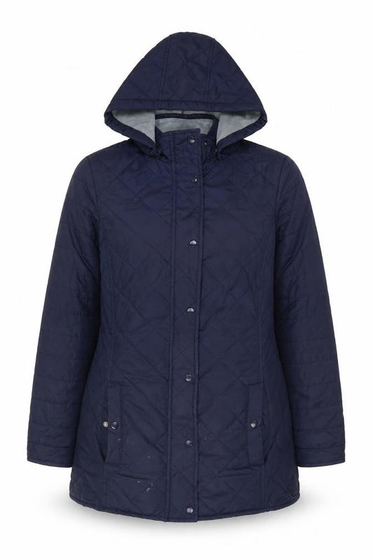 Womens UK Size 12 Cotton Traders Blue Quilted Coat