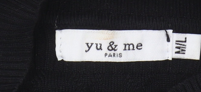 Yu & Me Women’s Black Knit Dress M/L Ruffle Sleeves