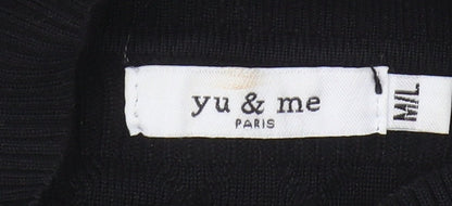 Yu & Me Women’s Black Knit Dress M/L Ruffle Sleeves