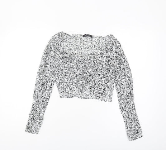 Bershka Women's Cropped V-Neck Blouse - Size S