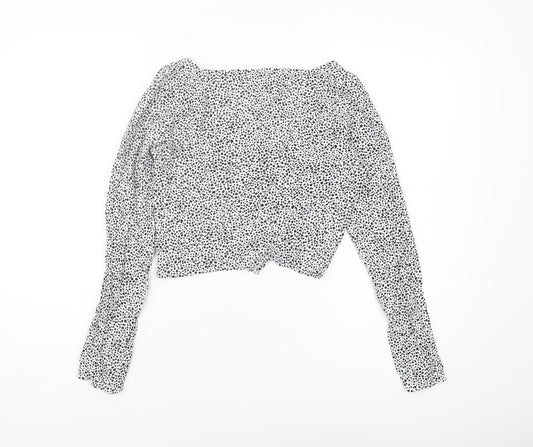 Bershka Women's Cropped V-Neck Blouse - Size S