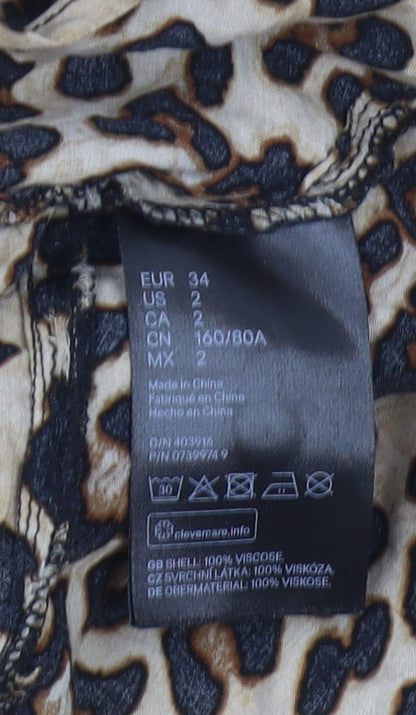 Womens UK Size 6 H&M Beige Wrap Blouse