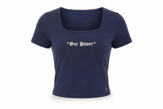 Womens UK Size S Pull & Bear Blue Cropped T-Shirt