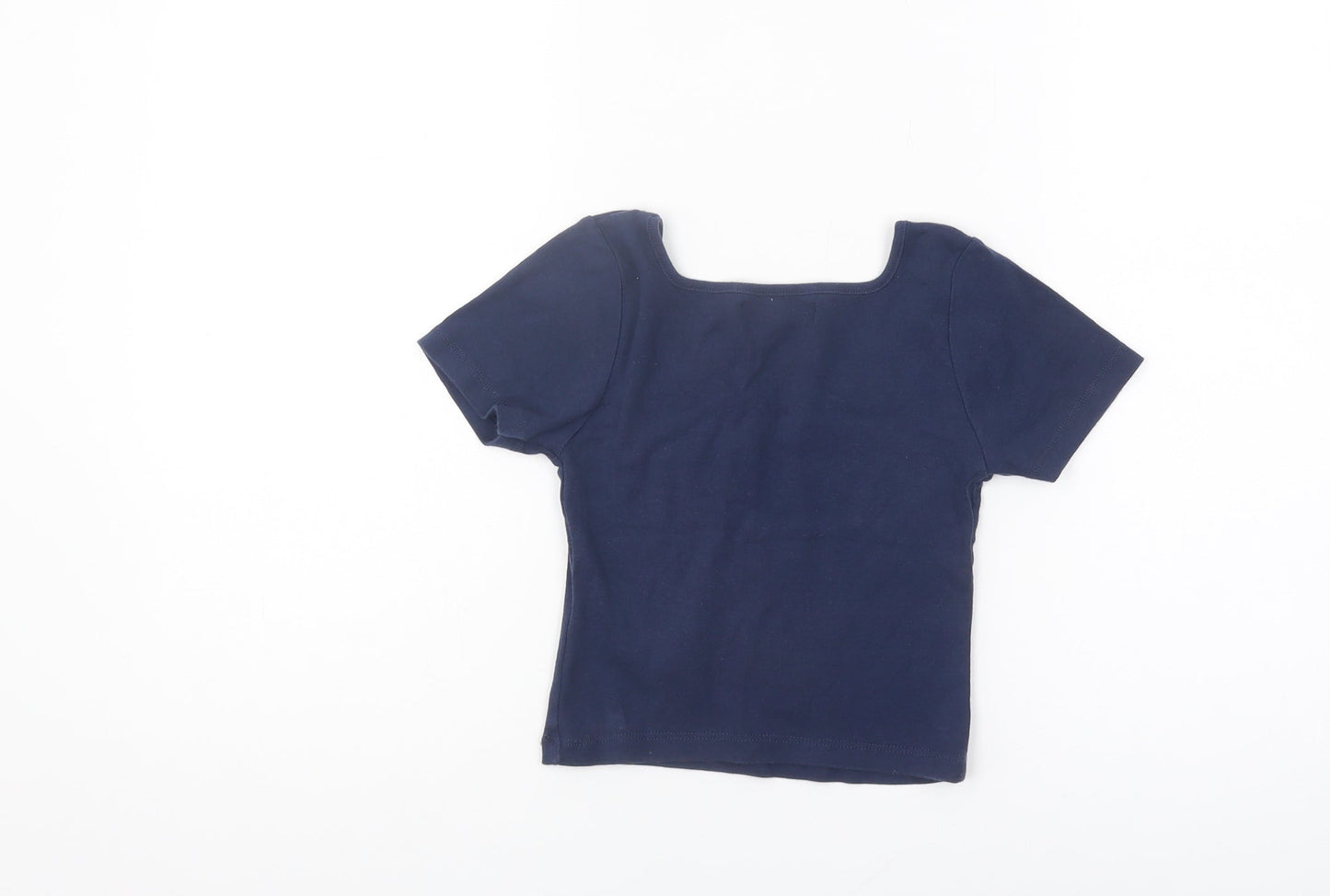 Womens UK Size S Pull & Bear Blue Cropped T-Shirt