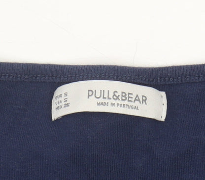 Womens UK Size S Pull & Bear Blue Cropped T-Shirt