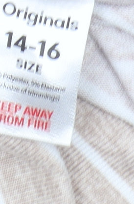 Originals Beige Striped T-Shirt, Size 14, Women's Basic Top