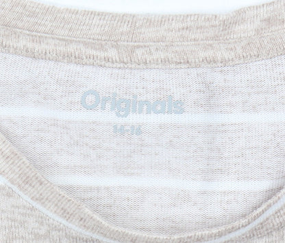 Originals Beige Striped T-Shirt, Size 14, Women's Basic Top