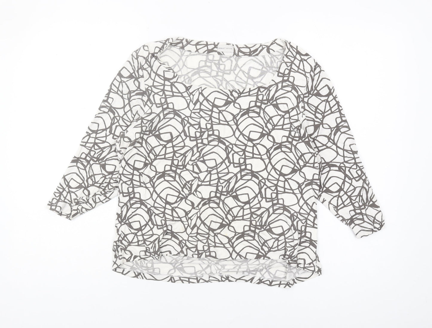 Minuet Women’s White Geometric Jersey Blouse L