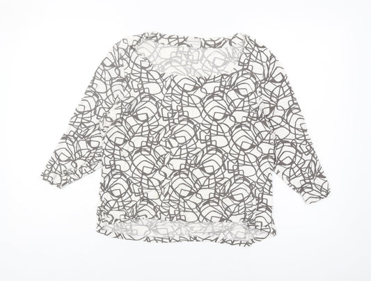 Minuet Women’s White Geometric Jersey Blouse L