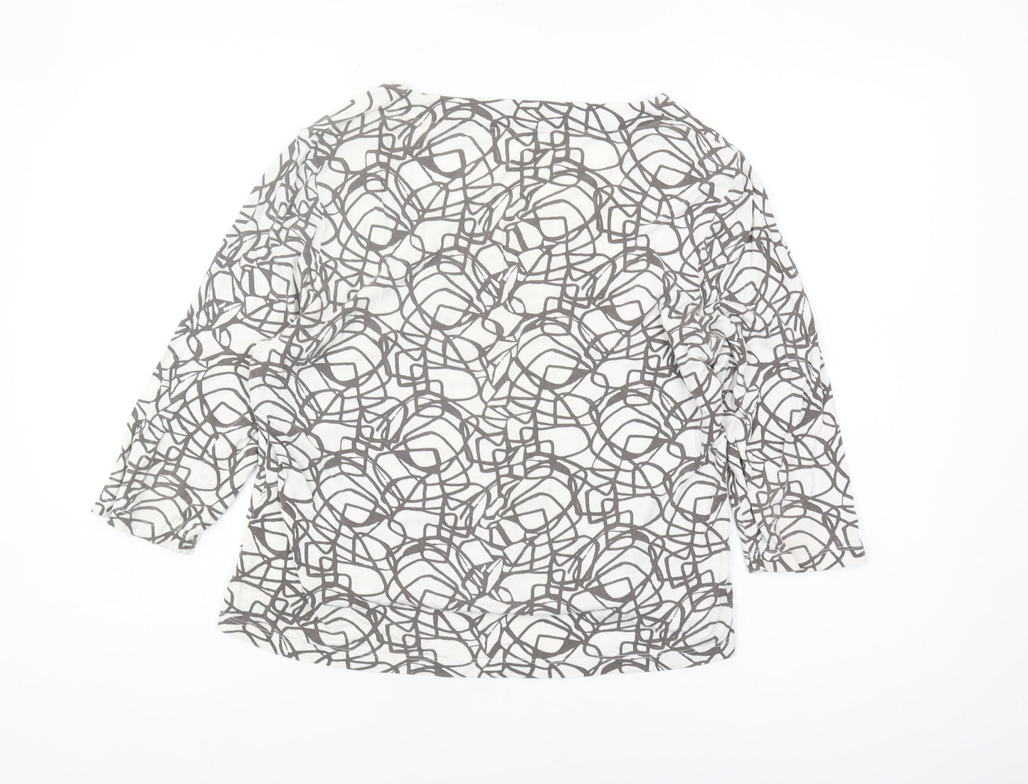 Minuet Women’s White Geometric Jersey Blouse L