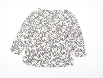 Minuet Women’s White Geometric Jersey Blouse L