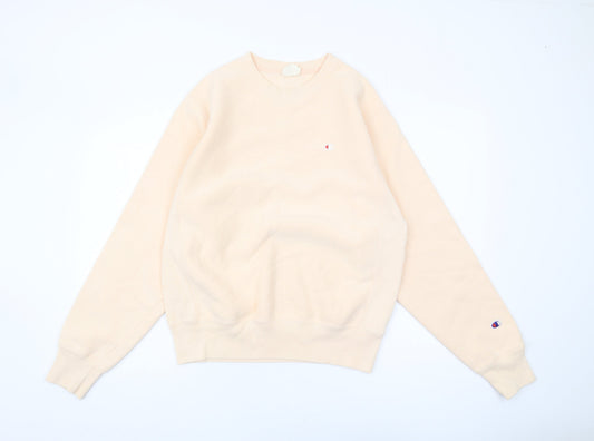 Additional front view of Champion Beige unisex sweatshirt small pullover crew neck