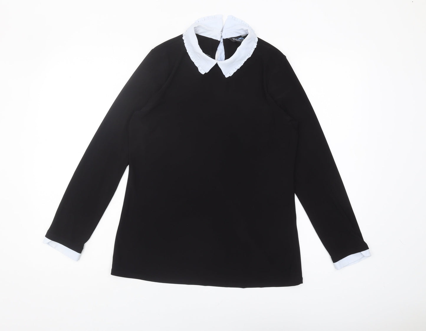 Womens UK Size 14 Blue Chameleon Black Basic Blouse