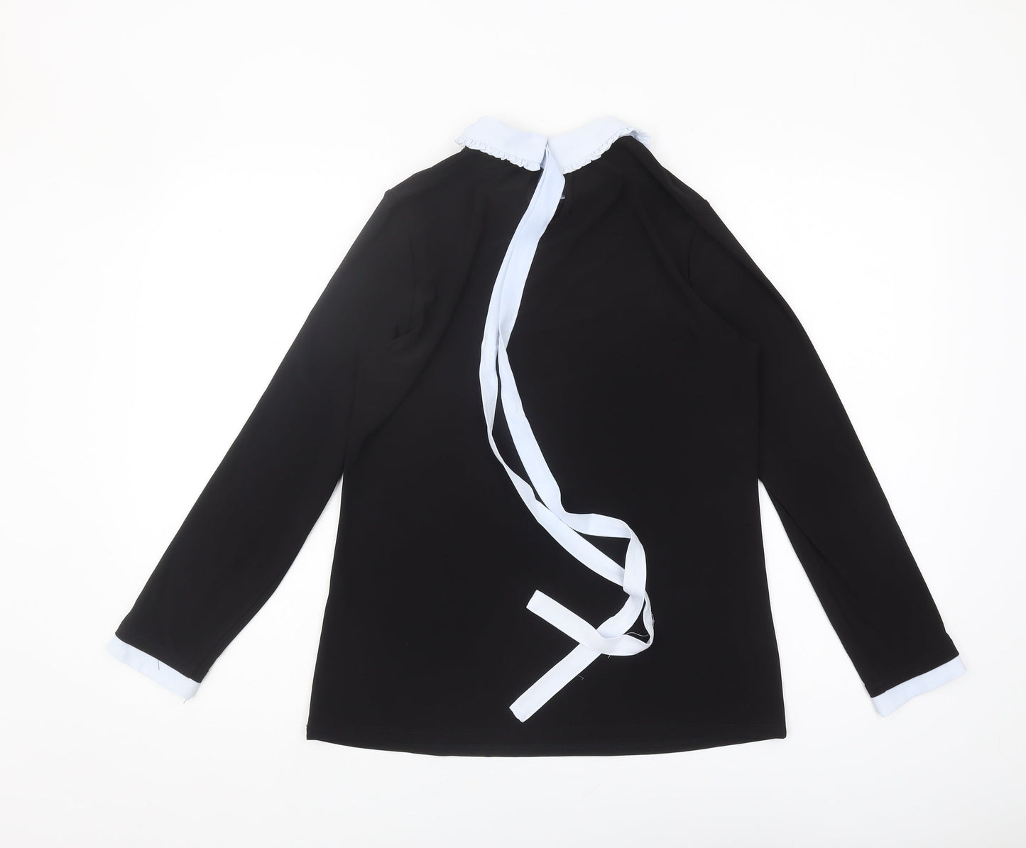 Womens UK Size 14 Blue Chameleon Black Basic Blouse