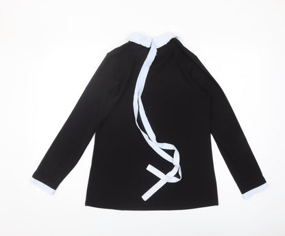Womens UK Size 14 Blue Chameleon Black Basic Blouse