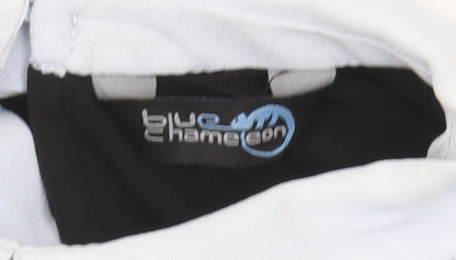 Womens UK Size 14 Blue Chameleon Black Basic Blouse