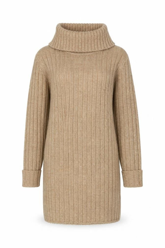 Front view of Miss Selfridge Women's Beige Cowl Neck jumper, size 8