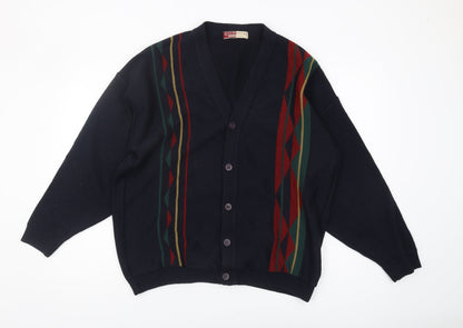 Club House Men's Black Argyle Cardigan - Medium