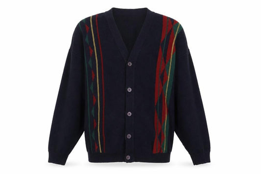 Club House Men's Black Argyle Cardigan - Medium