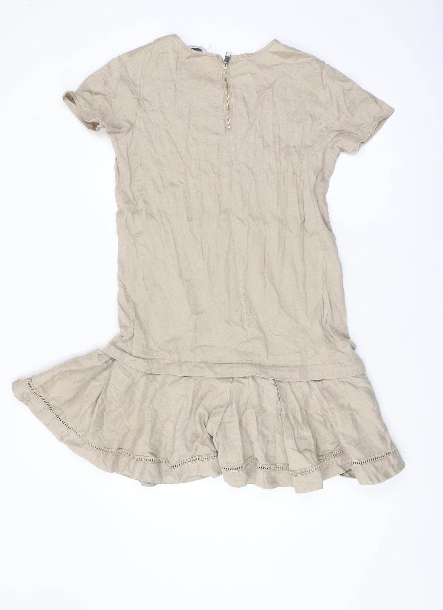 MAX&Co Women Beige Short Dress Size 10 Casual Summer