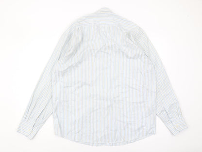 Marks and Spencer Men's Blue Striped Shirt, Size 42
