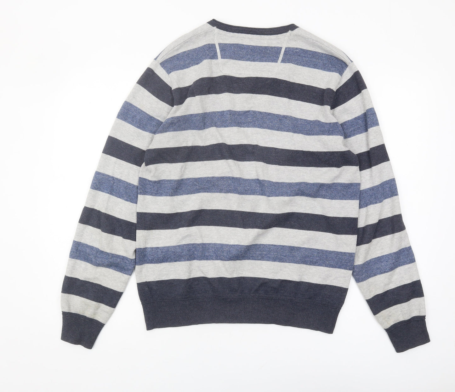 RJR.John Rocha Men's Grey Blue Striped Pullover Jumper S