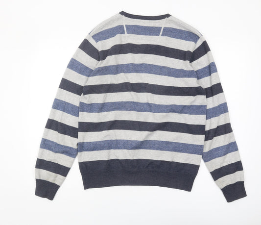 RJR.John Rocha Men's Grey Blue Striped Pullover Jumper S