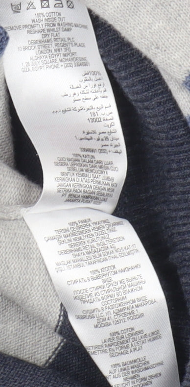 RJR.John Rocha Men's Grey Blue Striped Pullover Jumper S