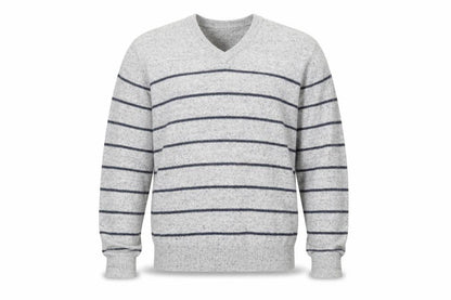 Gap Men's Grey Striped V-Neck Pullover Jumper M
