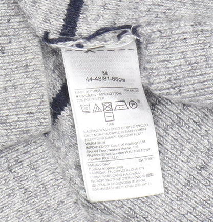 GAP Men's Grey Striped V-Neck Pullover Jumper M