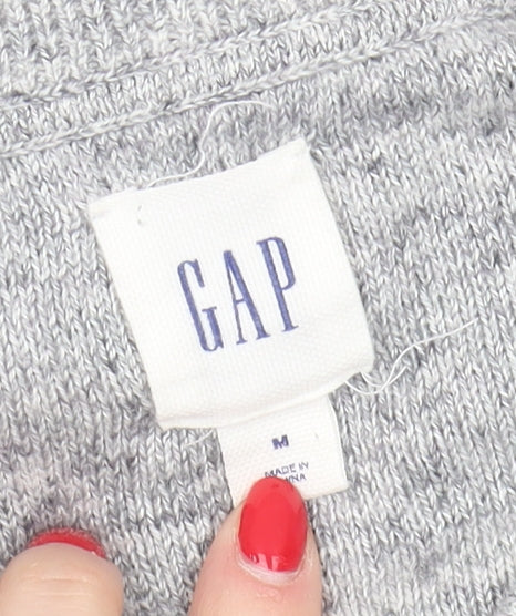 GAP Men's Grey Striped V-Neck Pullover Jumper M