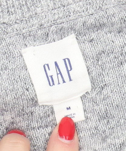 GAP Men's Grey Striped V-Neck Pullover Jumper M