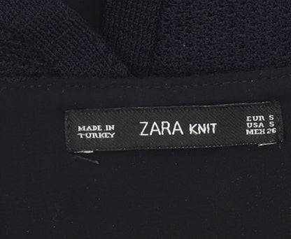 Zara Women's Black Knit Blouse, Size S, Round Neck
