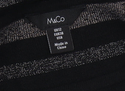 Womens UK Size 12 M&Co Black Tunic Jumper