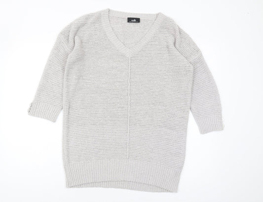 Wallis Women's Ivory V-Neck Knit Jumper, Size M