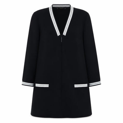 Zara Women Black 3/4 Sleeve V-Neck Dress M