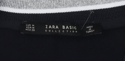 Zara Women Black 3/4 Sleeve V-Neck Dress M