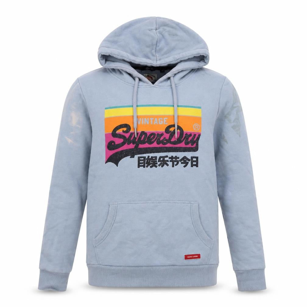Unisex Adults UK Size 14 Superdry Blue Pullover Hoodie