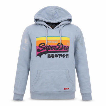 Unisex Adults UK Size 14 Superdry Blue Pullover Hoodie