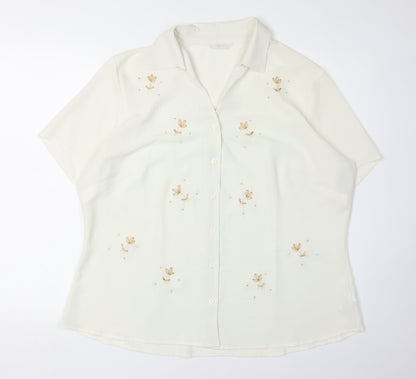 Womens UK Size 20 Marks and Spencer White Basic Button-Up
