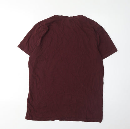 Jack & Jones Mens Red Graphic T-Shirt, Size L, Crew Neck