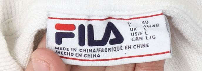 Fila Women's White Long Sleeve Sweatshirt, Size L