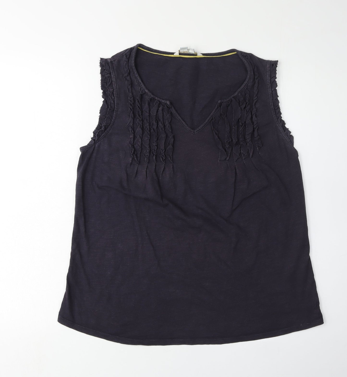 Boden Women's Black V-Neck Cotton Tank, Size 14