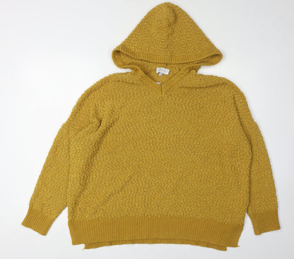 Apricot Women's Yellow Hooded V-Neck Jumper Size 16