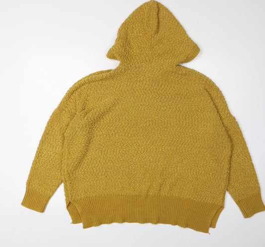 Apricot Women's Yellow Hooded V-Neck Jumper Size 16