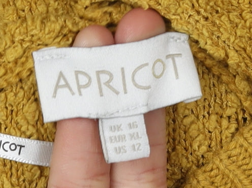 Apricot Women's Yellow Hooded V-Neck Jumper Size 16