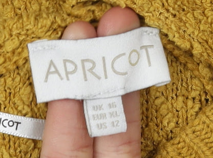 Apricot Women's Yellow Hooded V-Neck Jumper Size 16