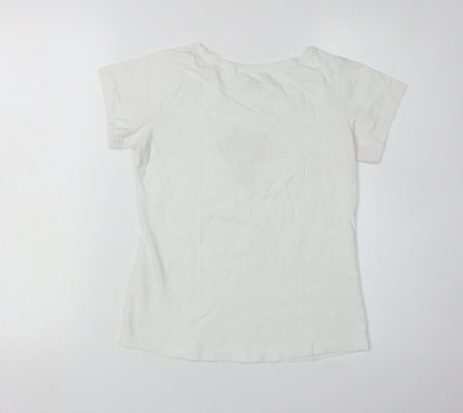 Craghoppers Girls White Floral Embroidered T-Shirt XS